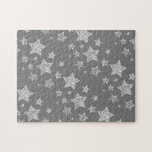 Puzzle Parties scintillant argent scintille Étoiles motif (Horizontal)