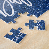Puzzle Parties scintillant bleue Script photo mariage enr (Côté)