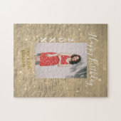 Puzzle Parties scintillant d'or heureux 15e anniversaire (Horizontal)