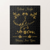 Puzzle Parties scintillant d'or Joyeux Noël, Père Noël (Vertical)