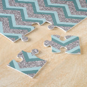 Puzzle Parties scintillant en argent et ZigZag Turquoise (Côté)