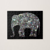 Puzzle Parties scintillant en mosaïque argentée Eléphant (Horizontal)
