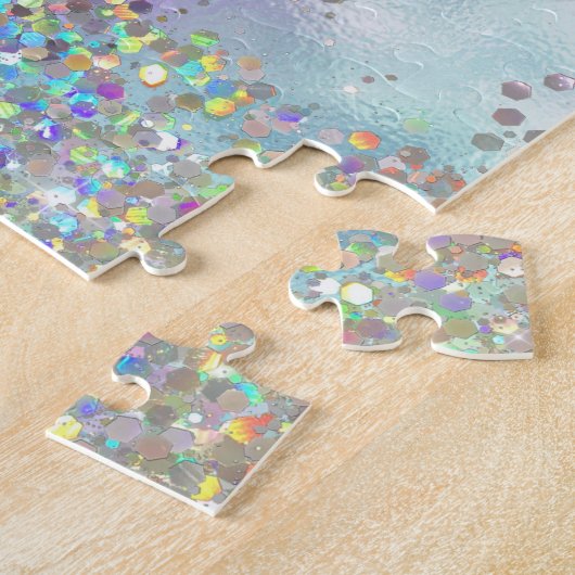 Puzzle Parties scintillant holographique Rainbow Pastels  (Côté)