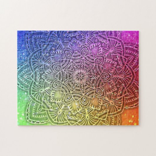 Puzzle Parties scintillant Mandala Hologram Arc-en-ciel l (Horizontal)