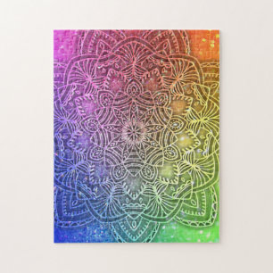 Puzzle Parties scintillant Mandala Hologram Arc-en-ciel l