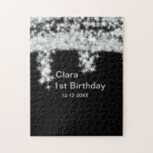 Puzzle Parties scintillant noire en argent ajouter le nom (Vertical)