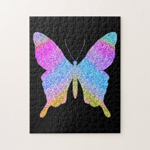 Puzzle Parties scintillant noire solide colorée papillon