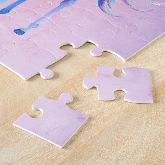 Puzzle Parties scintillant Ombre Unicorn violet bleu rose (Côté)