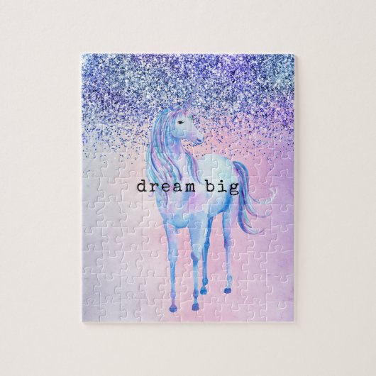 Puzzle Parties scintillant Ombre Unicorn violet bleu rose (Vertical)