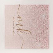 Puzzle Parties scintillant or Rose tendance Initiales fan (Horizontal)
