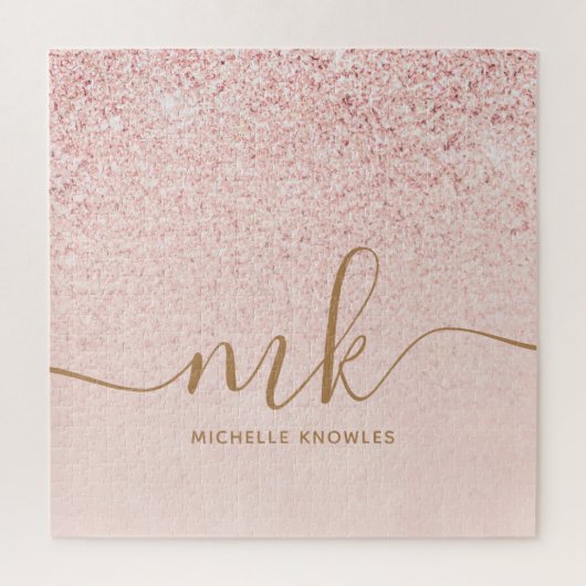 Puzzle Parties scintillant or Rose tendance Initiales fan (Vertical)