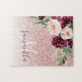 Puzzle Parties scintillant rose moderne et flamme à fleur (Horizontal)