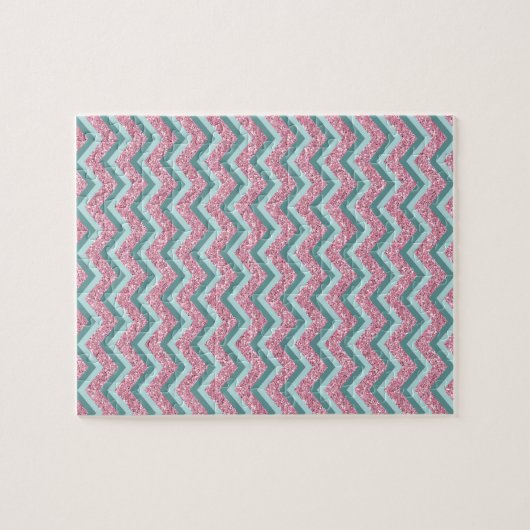 Puzzle Parties scintillant rose Motif ZigZag (Horizontal)