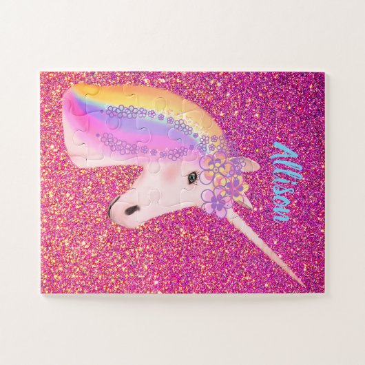 Puzzle Parties scintillant rose Unicorn Arc en ciel Magiq (Horizontal)