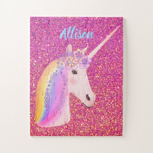 Puzzle Parties scintillant rose Unicorn Arc en ciel Magiq (Vertical)