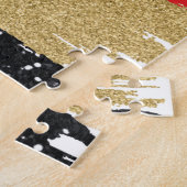 Puzzle Parties scintillant rouge Noir Brush Stroke Monogr (Côté)