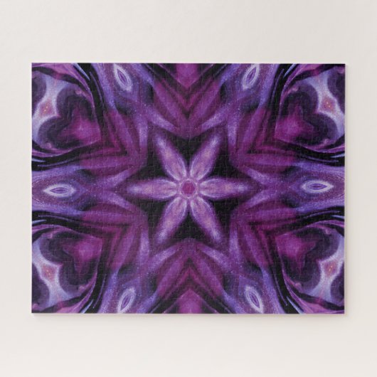 Puzzle Parties scintillant violette Coeur et Fleur Motif  (Horizontal)