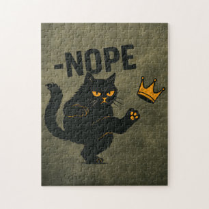 Puzzle Pas De Rois En Amérique Chat Noir Drôle Kicking Cr