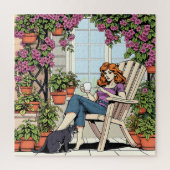 Puzzle Passer du temps avec mon chat, café et Plantes (Vertical)