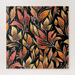 Puzzle Passionflower Exotique : Floral noir Vintage