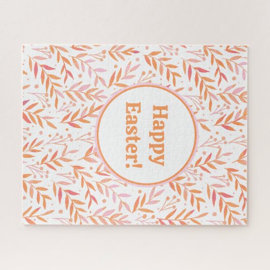 Puzzle Pastel aquarelle branches orange et rose (Horizontal)