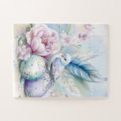Puzzle Pastel Bird, Peony and Easter Eggs (Horizontal)