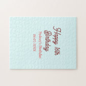 Puzzle Pastel blue red happy 16th birthday name date eleg (Horizontal)