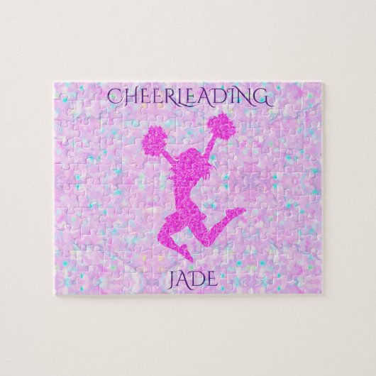 Puzzle pastel Cheerleading avec un nom personnalis (Horizontal)