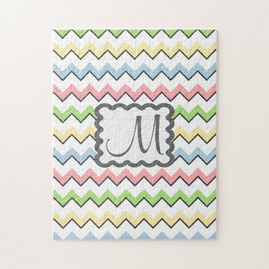 Puzzle Pastel Chevron avec Monogram de Shirley Taylor (Vertical)