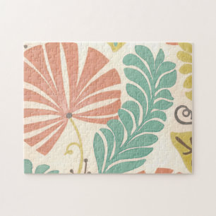 Puzzle Pastel Floral Vines et Feuilles sur Arrière - plan