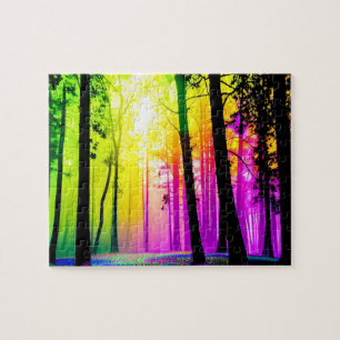 Puzzle Pastel Forêt enchantée jaune et rose