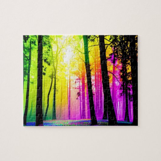 Puzzle Pastel Forêt enchantée jaune et rose (Horizontal)
