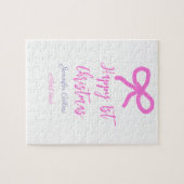 Puzzle Pastel rose violet heureux 1er Noël bow name da (Horizontal)