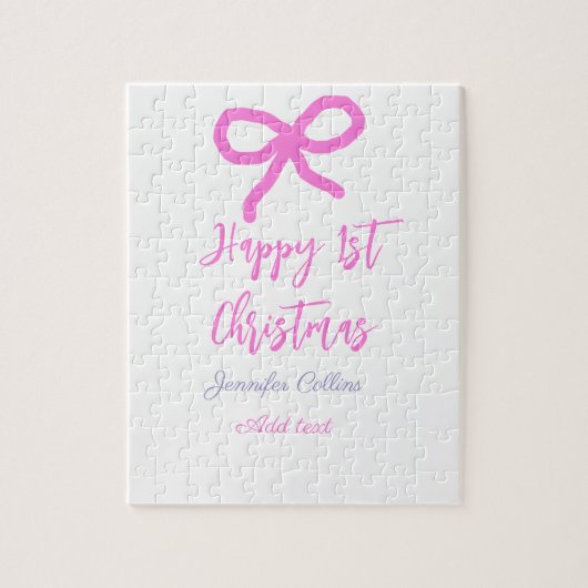 Puzzle Pastel rose violet heureux 1er Noël bow name da (Vertical)