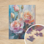 Puzzle Pastel Roses Art Floral Abstrait Moderne<br><div class="desc">Peinture impressionniste moderne de rose, créée avec des touches texturées aux couleurs pastel douces. Les teintes délicates du rose, de la pêche et du bleu se mélangent harmonieusement, tandis que les couches texturées ajoutent profondeur et dimension à la composition florale. Cette pièce sereine capture la beauté intemporelle des roses dans...</div>