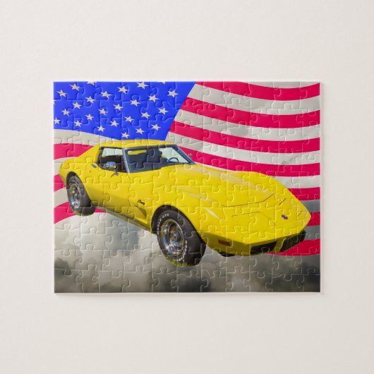 Puzzle Pastenague 1975 de Corvette avec le drapeau (Horizontal)
