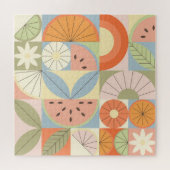 Puzzle Pastèque d'été Citrus : Patte géométrique Abstrait (Horizontal)