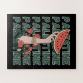 Puzzle pastèque, fleurs et palestine Texte Répéter (Horizontal)