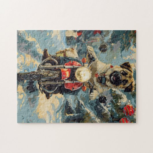 Puzzle Pasteur anatolien Chien à cheval Moto Noël (Horizontal)