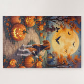 Puzzle Patch de citrouilles hanté de Beagle Art Halloween (Horizontal)