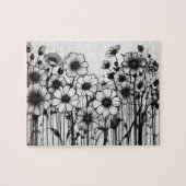 Puzzle Patch de marguerite gothique noir et blanc (Horizontal)