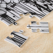 Puzzle Patch de marguerite gothique noir et blanc (Côté)