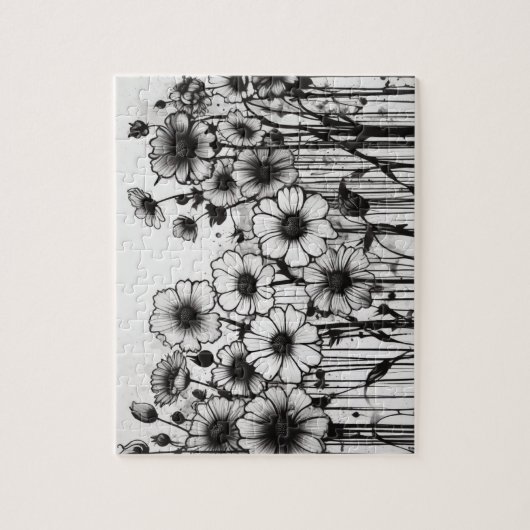 Puzzle Patch de marguerite gothique noir et blanc (Vertical)