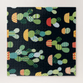 Puzzle Patchwork Cactus Plantes Motif sans couture (Horizontal)