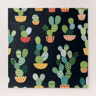 Puzzle Patchwork Cactus Plantes Motif sans couture