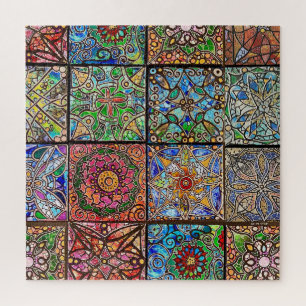 Puzzle Patchwork de Mandala en verre tendu