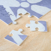 Puzzle Patchwork fou motif floral à carreaux bleus (Côté)