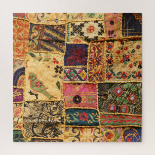 Puzzle Patchwork indien : Tissu du marché de Hampi.