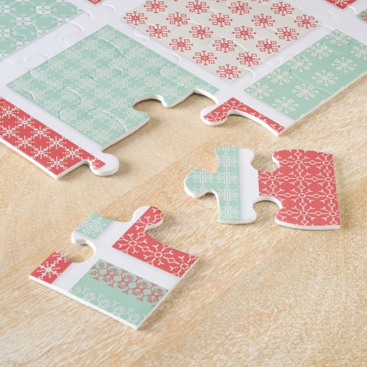 Puzzle Patchwork Jingle Bells Red Green Pastel Noël (Côté)