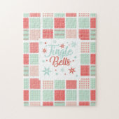Puzzle Patchwork Jingle Bells Red Green Pastel Noël (Vertical)